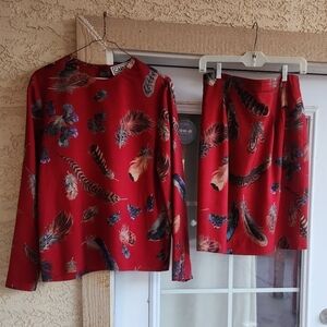 Vintage Carlisle Red Feather Top‎ Set